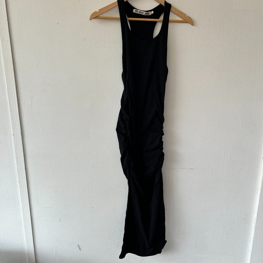Michael Stars Maternity Maxi Dress Womens Large Black Fitted Shirred Sides